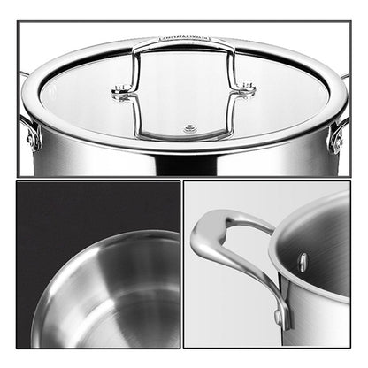 SOGA 2X 20cm Stainless Steel Soup Pot Stock Cooking Stockpot Heavy Duty Thick Bottom with Glass Lid