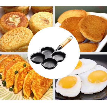 SOGA 2X 4 Mold Multi-Portion Cast Iron Breakfast Fried Egg Pancake Omelet Fry Pan