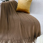 SOGA 2X Acrylic Knitted Throw Blanket – Solid Fringed Warm Cozy Woven Cover for Couch, Bed, Sofa Home Decor, Coffee