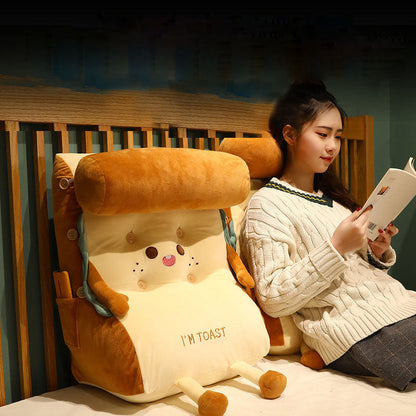 SOGA 2X Cute Face Toast Bread Wedge Cushion Stuffed Plush Cartoon Back Support Pillow Home Decor