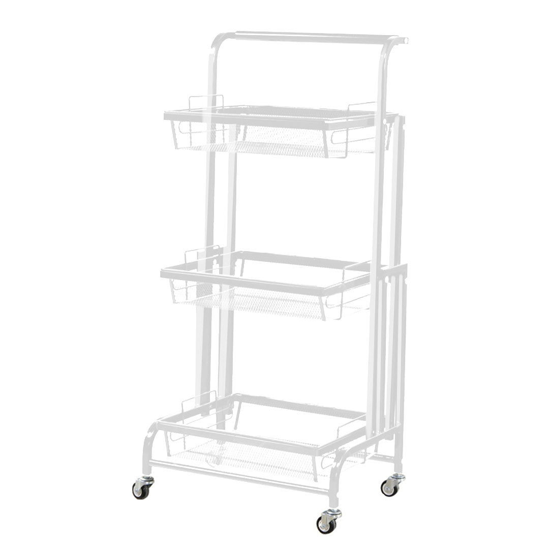 SOGA 3 Tier Steel White Adjustable Kitchen Cart Multi-Functional Shelves Portable Storage Organizer with Wheels