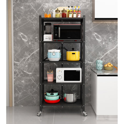 SOGA 2X 5 Tier Steel Black Foldable Kitchen Cart Multi-Functional Shelves Portable Storage Organizer with Wheels