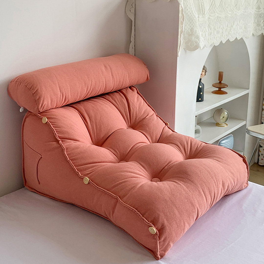 SOGA 60cm Peach Triangular Wedge Lumbar Pillow Headboard Backrest Sofa Bed Cushion Home Decor