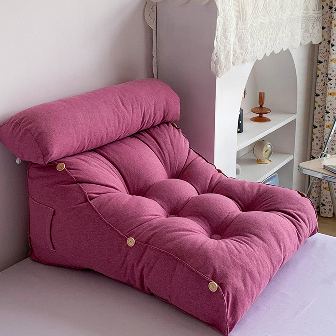 SOGA 60cm Magenta Triangular Wedge Lumbar Pillow Headboard Backrest Sofa Bed Cushion Home Decor