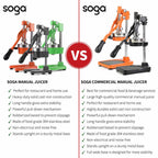 SOGA Commercial Stainless Steel Manual Juicer Hand Press Juice Extractor Squeezer Orange