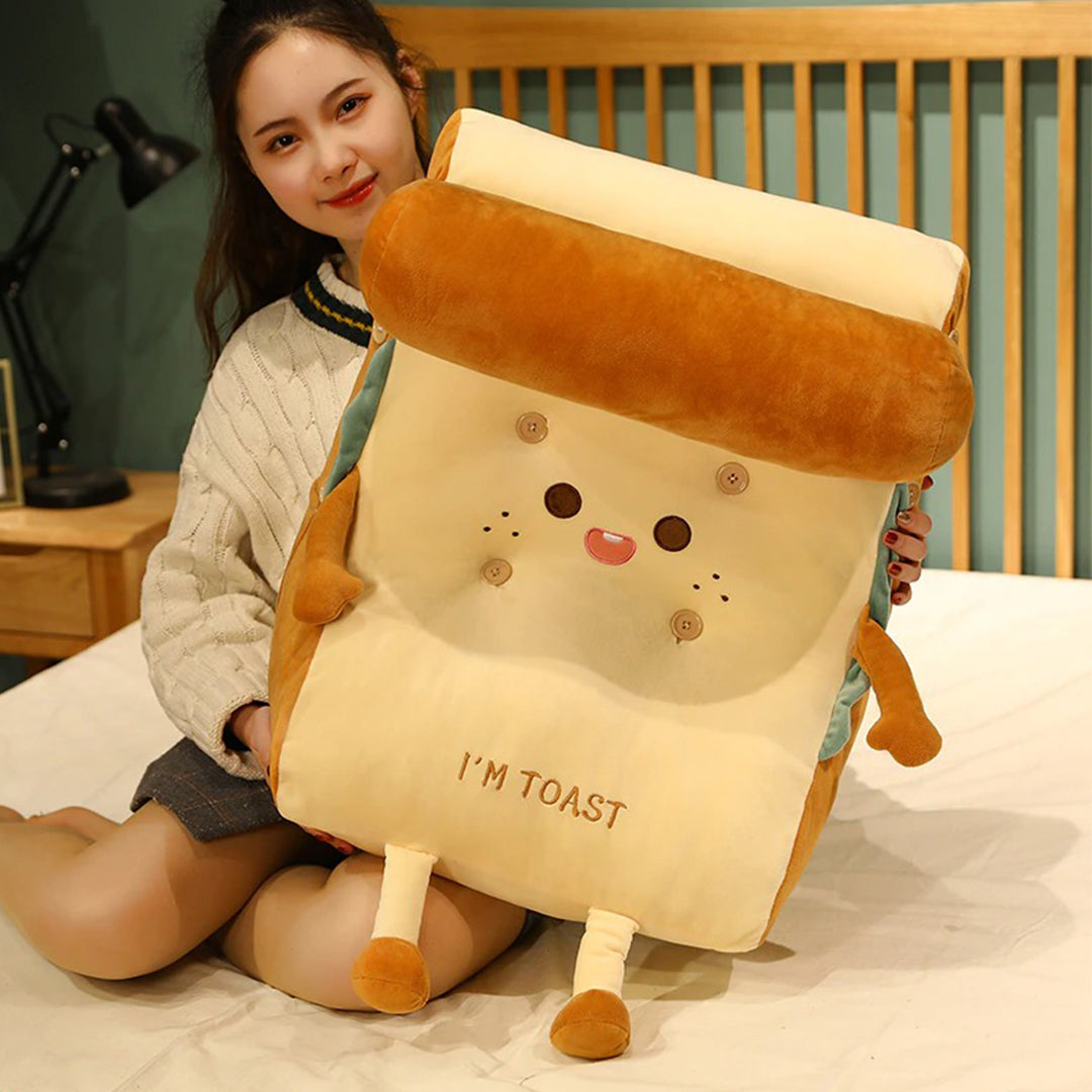 SOGA 2X Cute Face Toast Bread Wedge Cushion Stuffed Plush Cartoon Back Support Pillow Home Decor