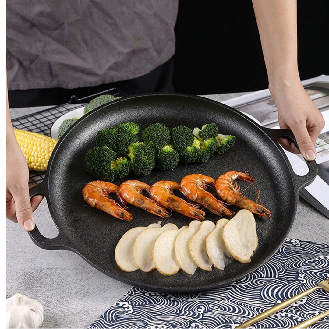 SOGA Dual Burners Cooktop Stove 30cm Cast Iron Frying Pan Skillet and 30cm Induction Fry Pan