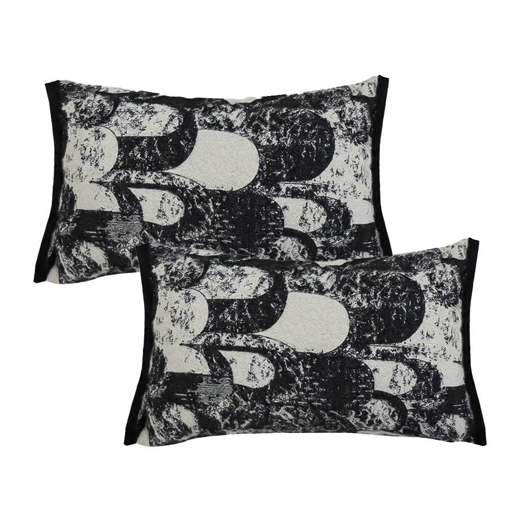 SOGA 2X 30X50cm Modern Black & White Abstract Lumbar Pillowcase