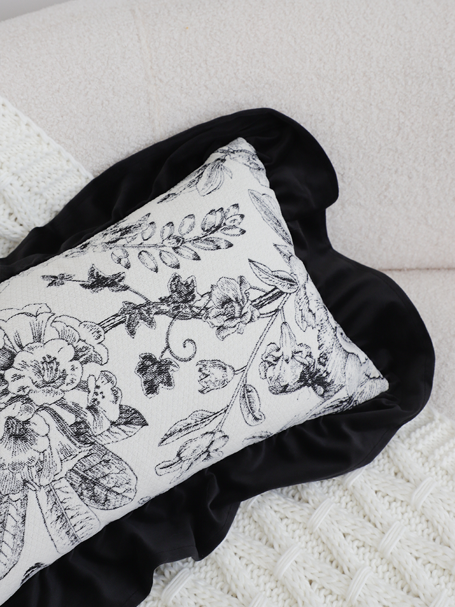 SOGA 30x50cm Chic Botanical Bliss Black & White Lumbar Pillowcase