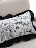 SOGA 30x50cm Chic Botanical Bliss Black & White Lumbar Pillowcase