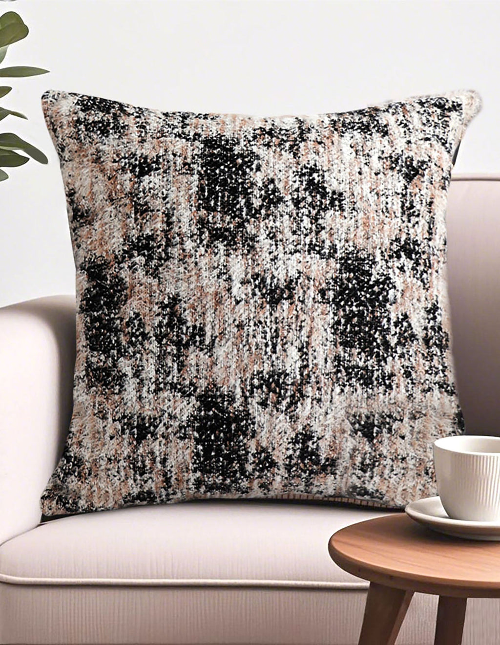 SOGA 2X 45cm Black & Beige Textured Pillowcase