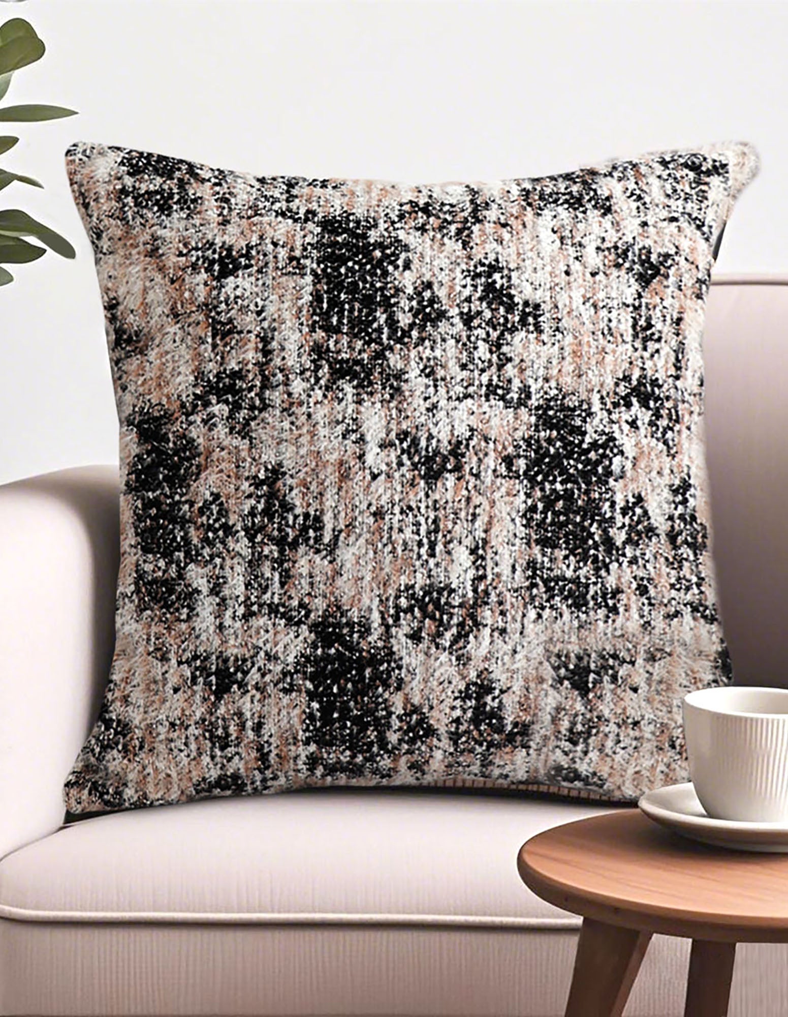 SOGA 2X 45cm Black & Beige Textured Pillowcase