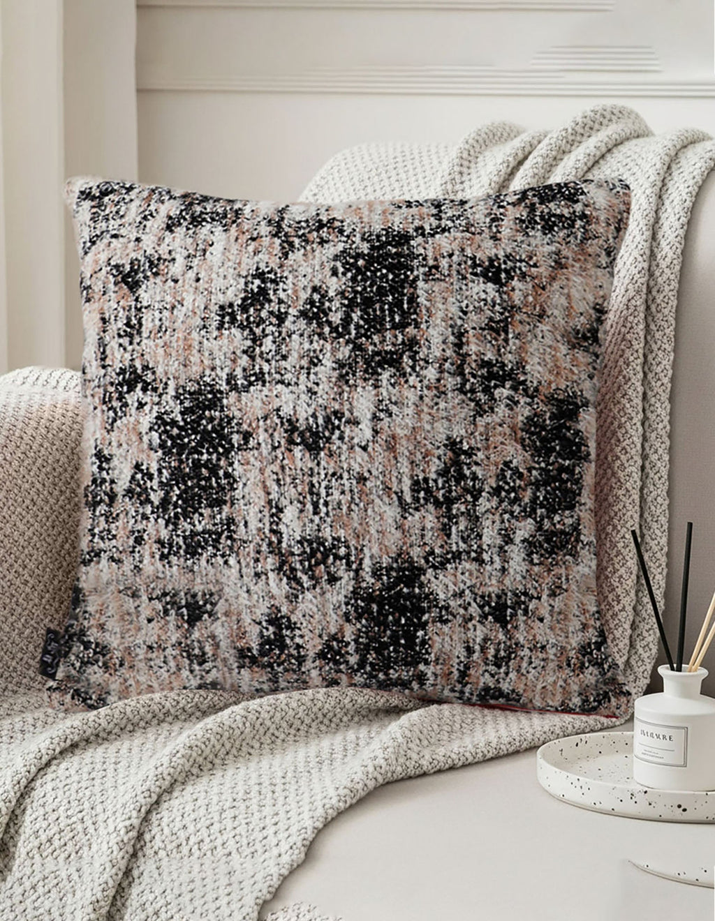 SOGA 2X 45cm Black & Beige Textured Pillowcase