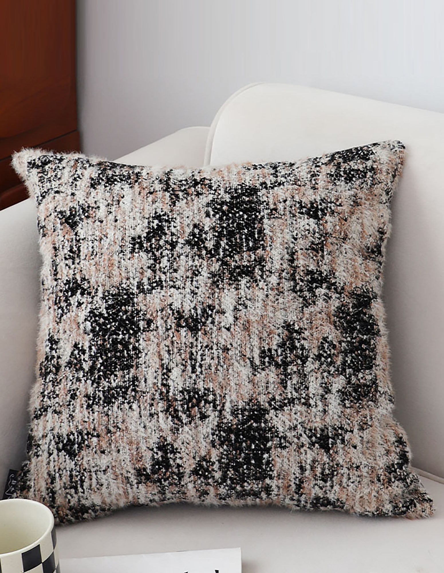 SOGA 2X 45cm Black & Beige Textured Pillowcase