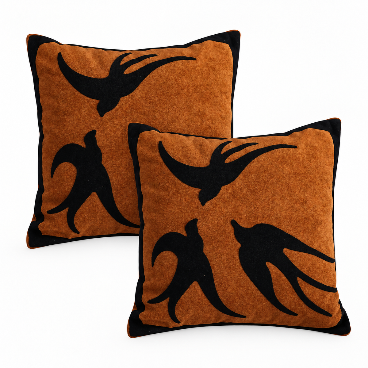 SOGA 2-Pack 45cm Abstract Brown/Orange Velvet Polyester Throw Pillow Cover