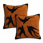 SOGA 2-Pack 45cm Abstract Brown/Orange Velvet Polyester Throw Pillow Cover