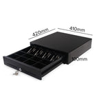 SOGA Black Heavy Duty Cash Drawer Electronic 4 Bills 8 Coins Cheque Slot Tray Pos 410
