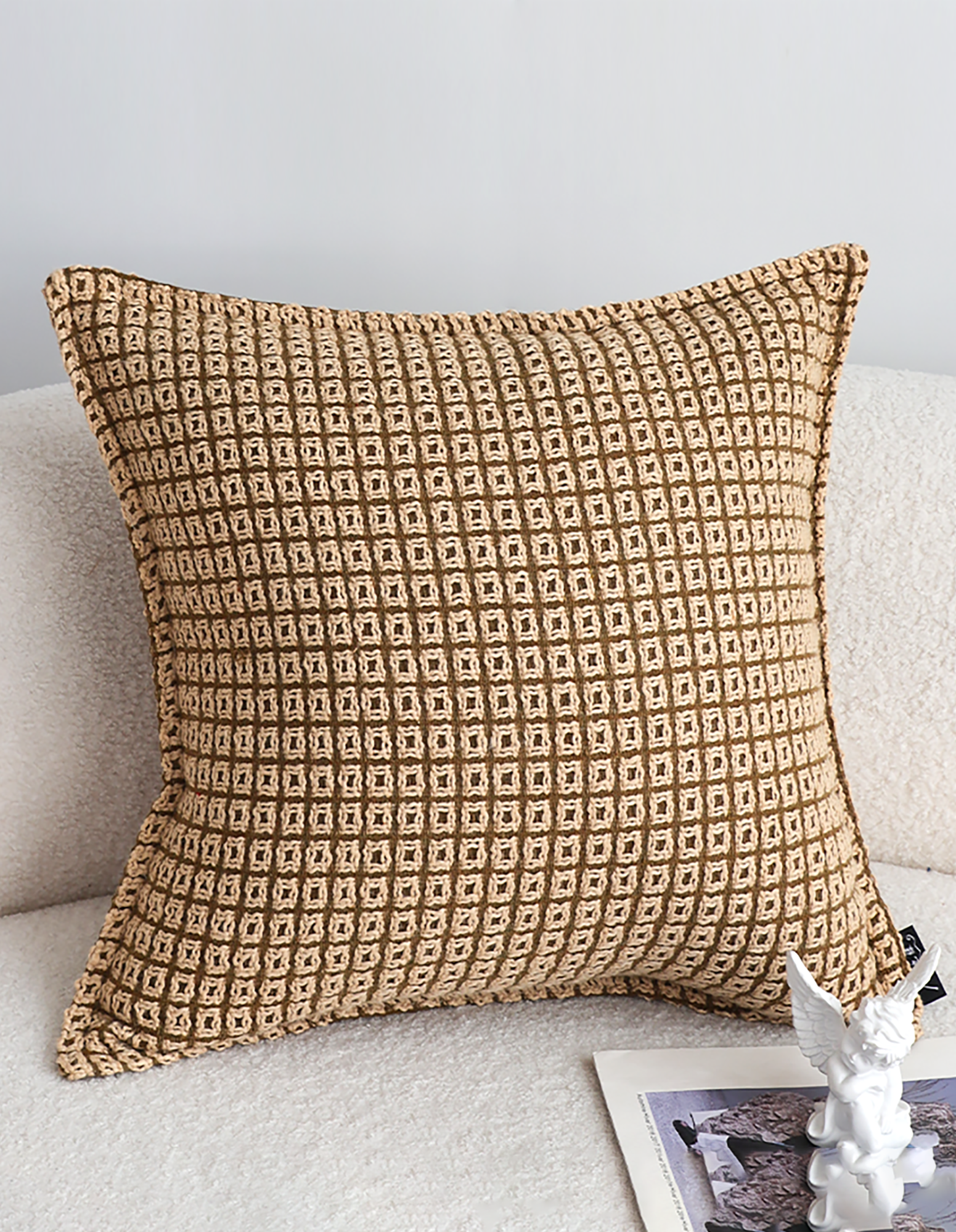 SOGA 2X 45cm Cozy Brown Geometric Knit Polyester Pillow Cover