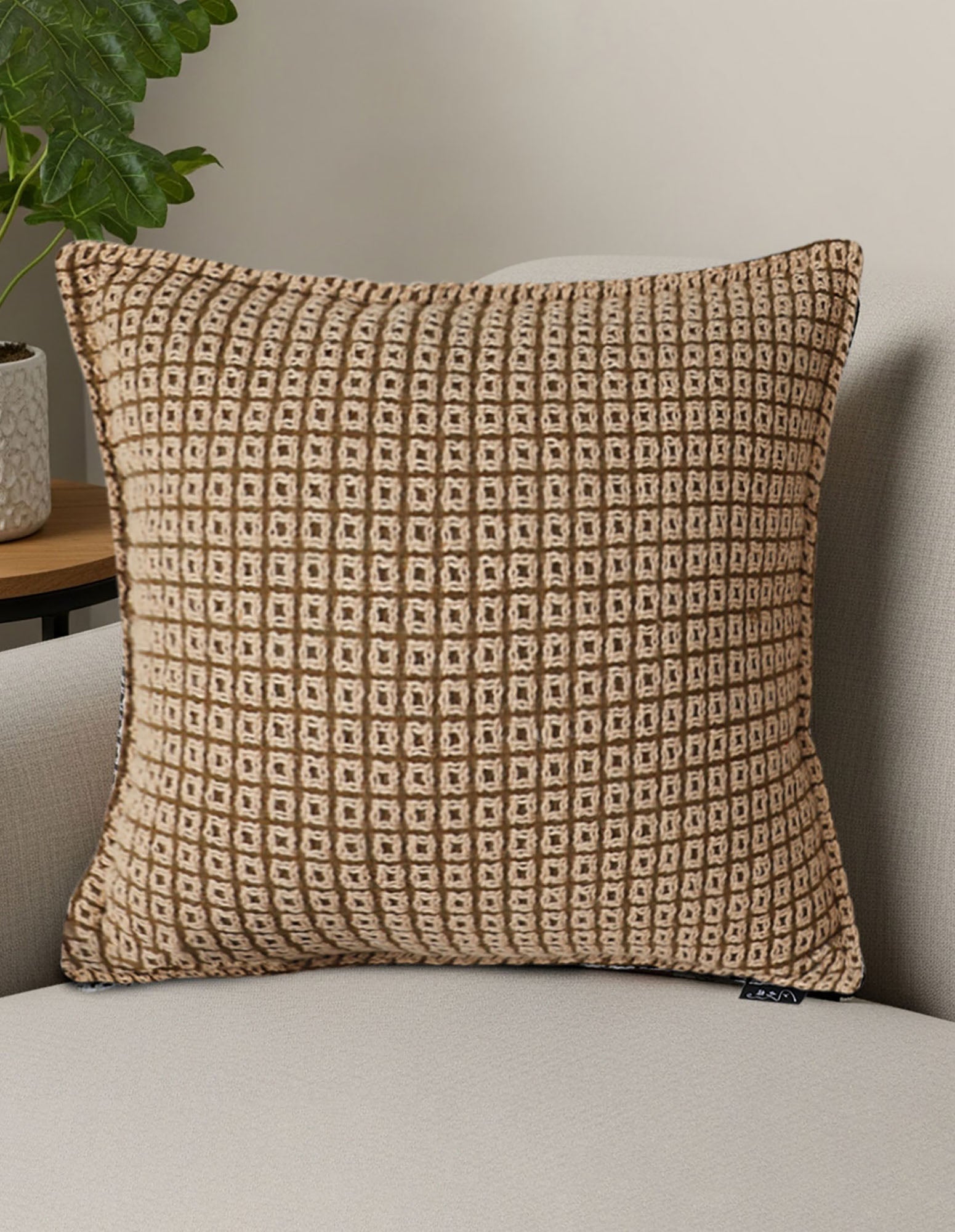 SOGA 2X 45cm Cozy Brown Geometric Knit Polyester Pillow Cover