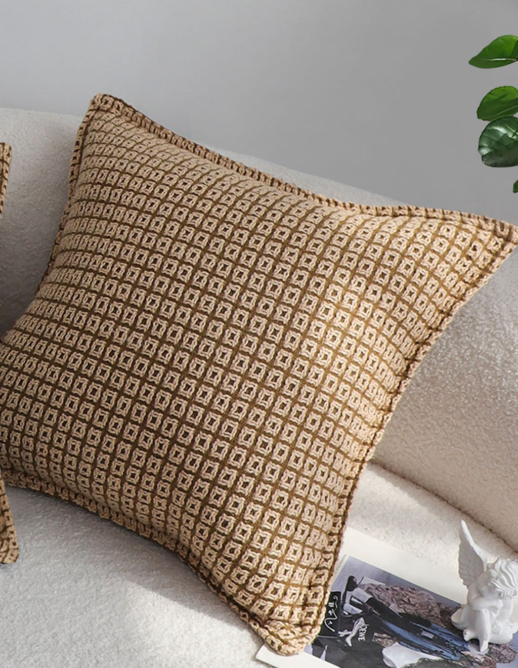 SOGA 2X 45cm Cozy Brown Geometric Knit Polyester Pillow Cover