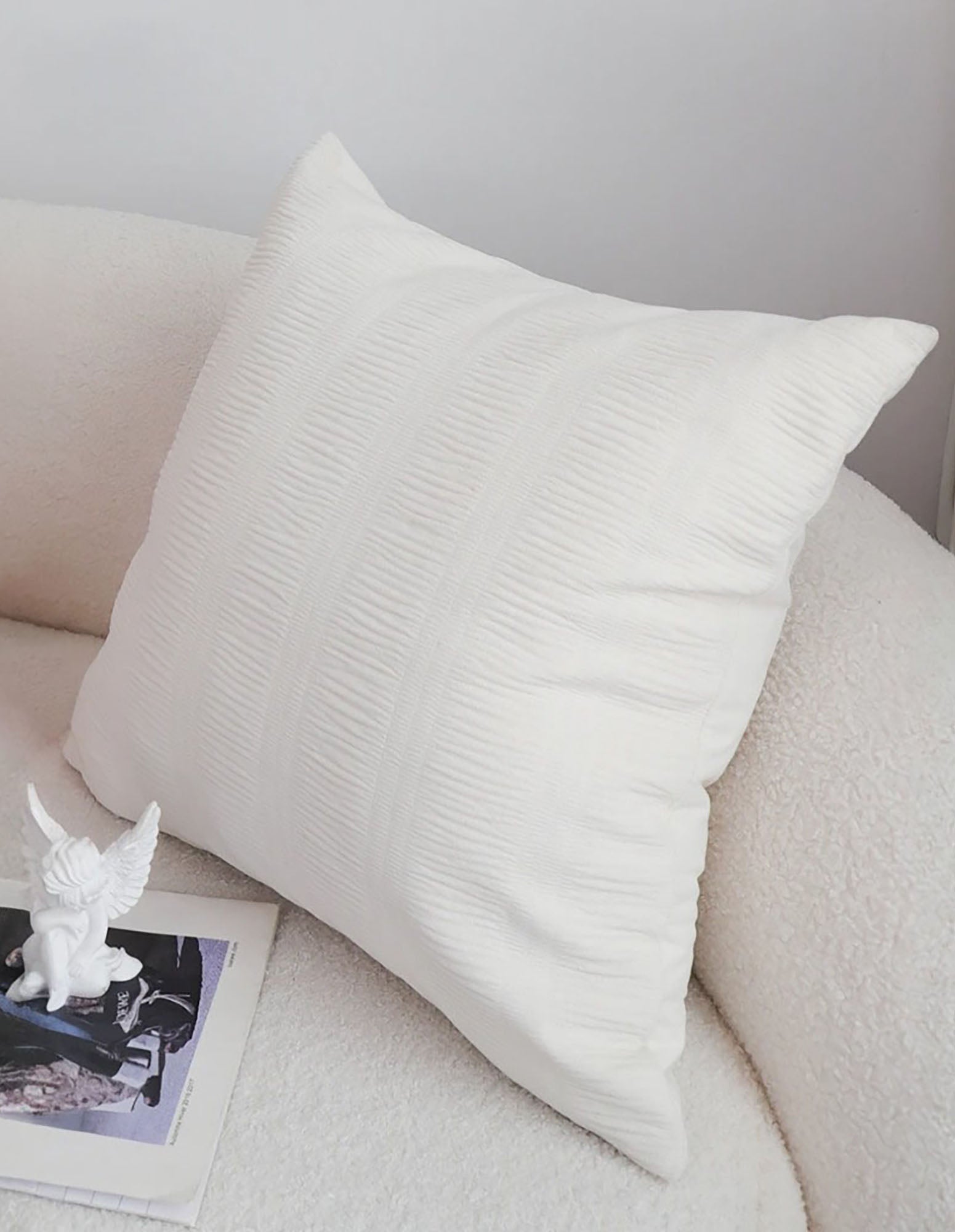 SOGA 2X 45cm Cream Corduroy Polyester Throw Pillow Cover