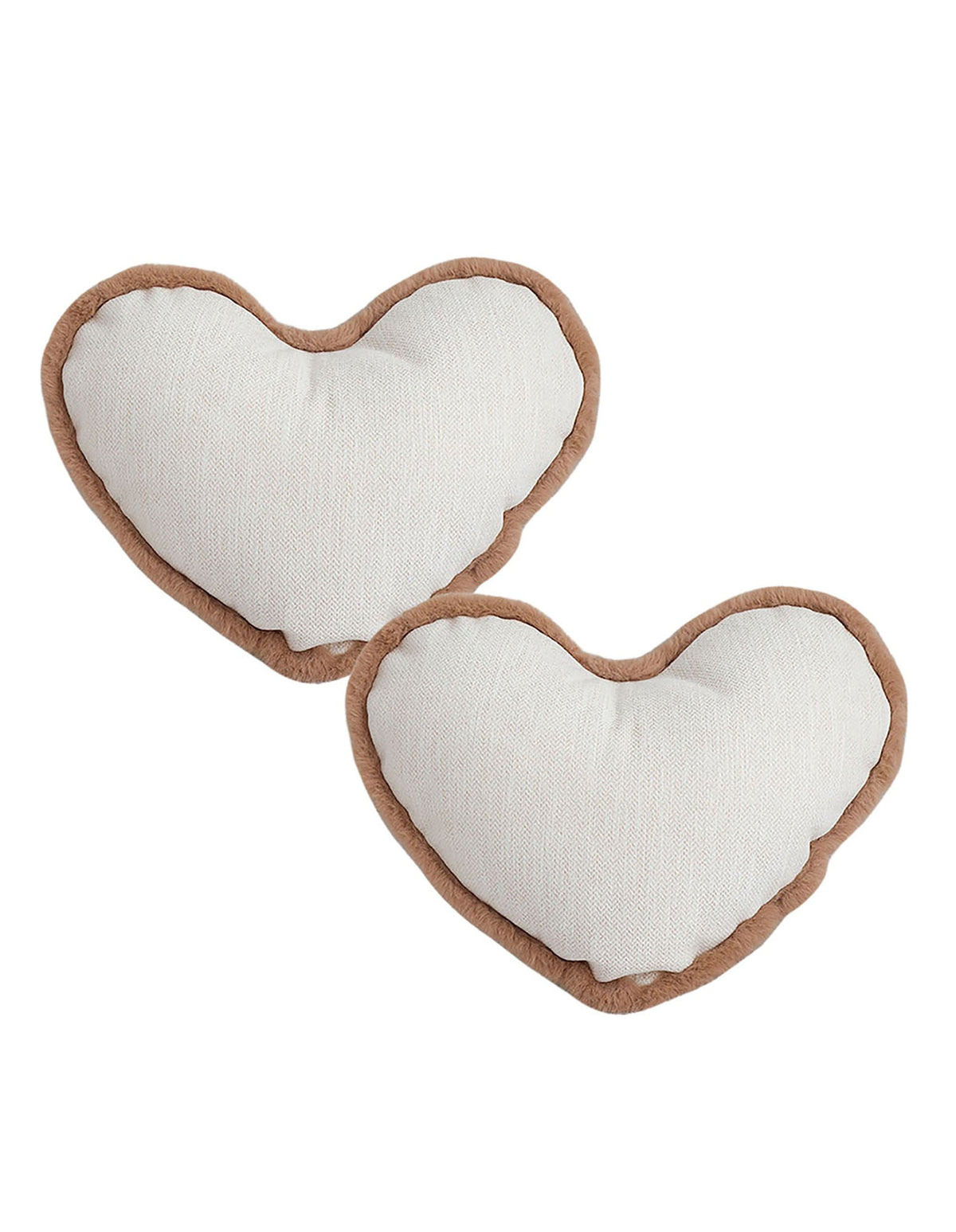 SOGA 2X 42x32cm Heart-Shaped Beige Brown Off-White Plush Polyester Pillow Cover