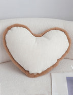 SOGA 2X 42x32cm Heart-Shaped Beige Brown Off-White Plush Polyester Pillow Cover