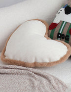 SOGA 2X 42x32cm Heart-Shaped Beige Brown Off-White Plush Polyester Pillow Cover