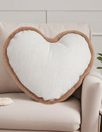 SOGA 2X 42x32cm Heart-Shaped Beige Brown Off-White Plush Polyester Pillow Cover