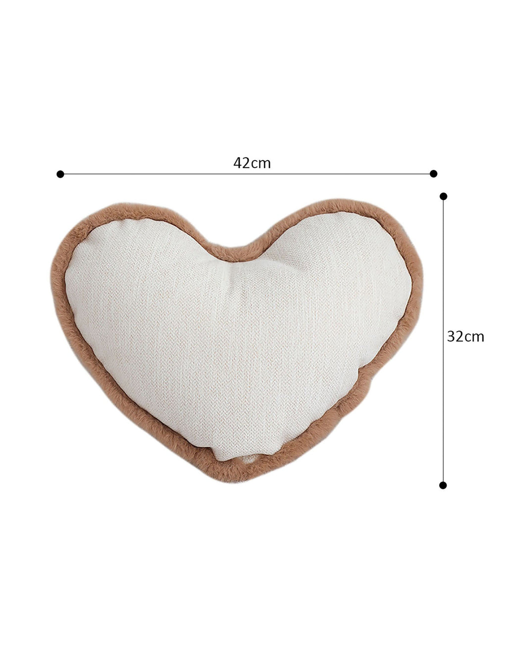 SOGA 2X 42x32cm Heart-Shaped Beige Brown Off-White Plush Polyester Pillow Cover