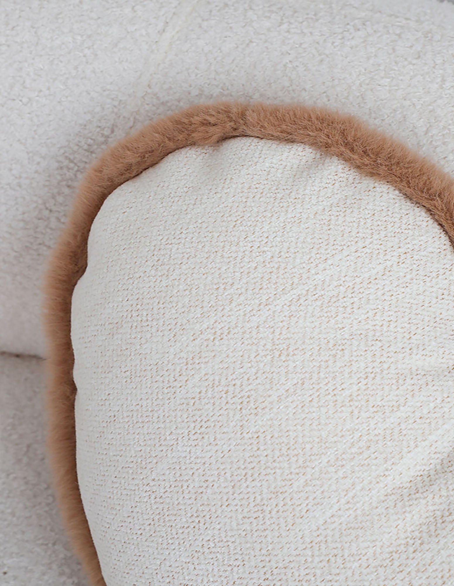 SOGA 2X 42x32cm Heart-Shaped Beige Brown Off-White Plush Polyester Pillow Cover