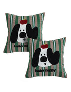 SOGA 2X 45cm Christmas Dog Pillow Cover - Holiday Striped Pillowcase