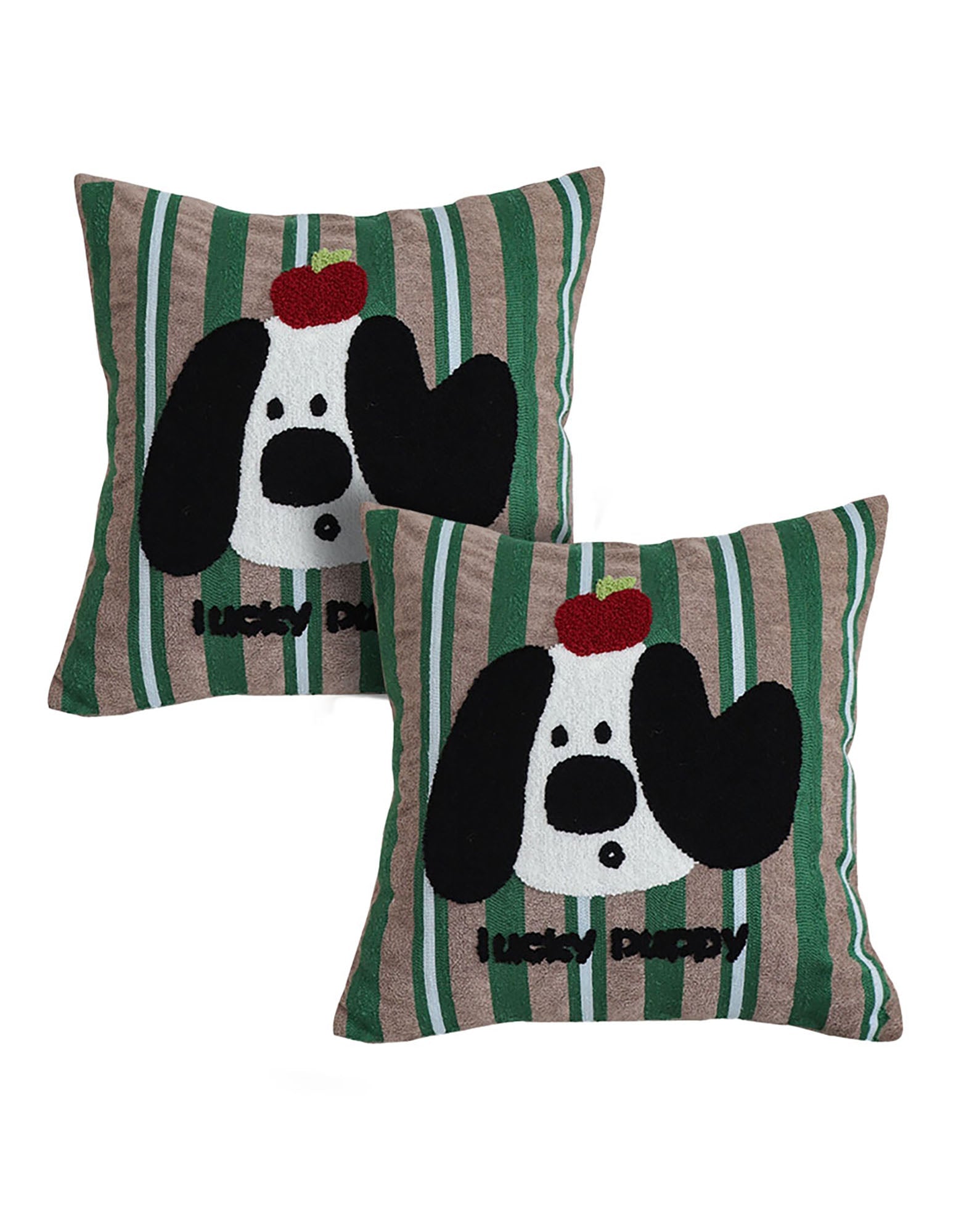 SOGA 2X 45cm Christmas Dog Pillow Cover - Holiday Striped Pillowcase