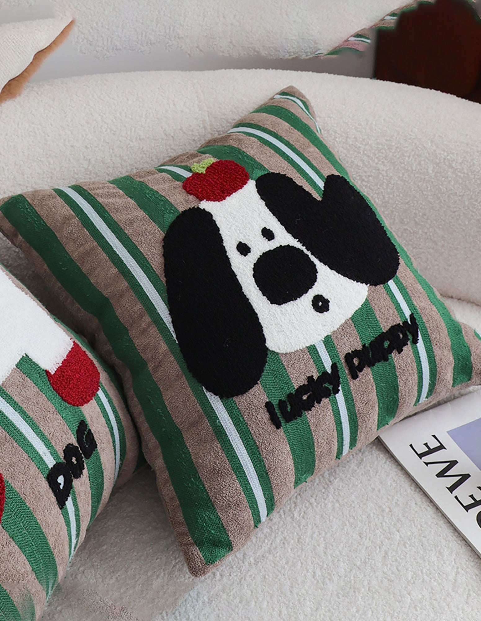 SOGA 2X 45cm Christmas Dog Pillow Cover - Holiday Striped Pillowcase