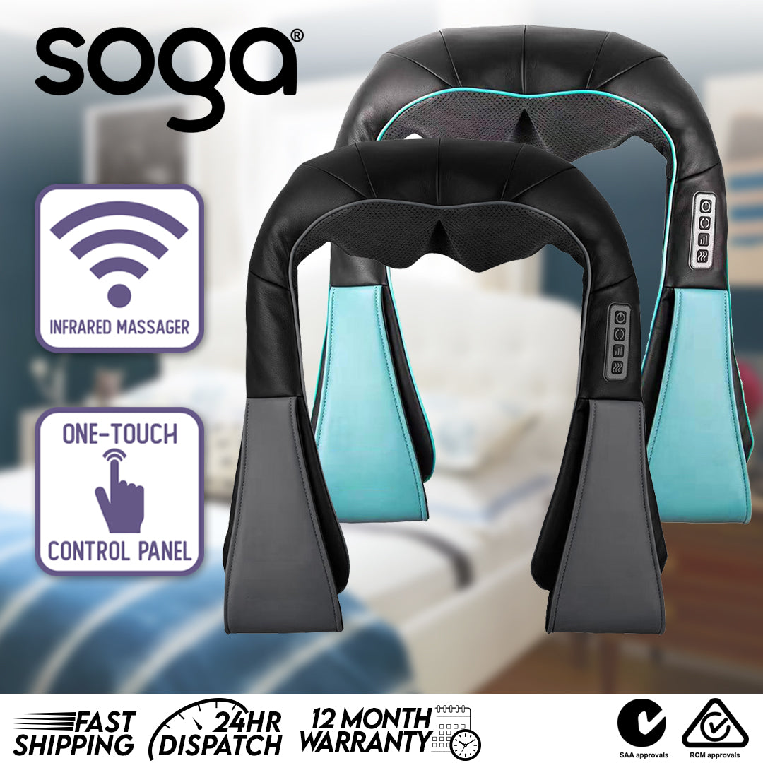 SOGA 2X Electric Kneading Back Neck Shoulder Massage Arm Body Massager Black/Blue