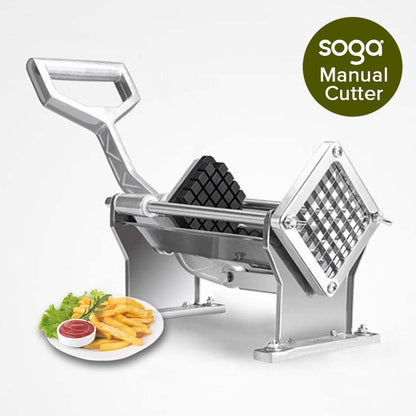 SOGA 2X Stainless Steel Potato Cutter Commercial-Grade French Fry and Fruit/Vegetable Slicer with 3 Blades