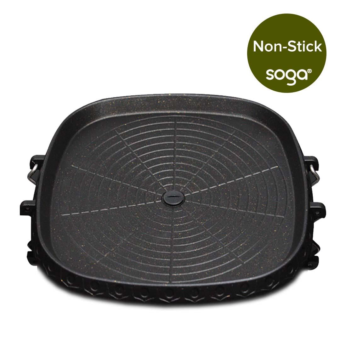 SOGA Portable Korean BBQ Butane Gas Stove Stone Grill Plate Non Stick Coated Square