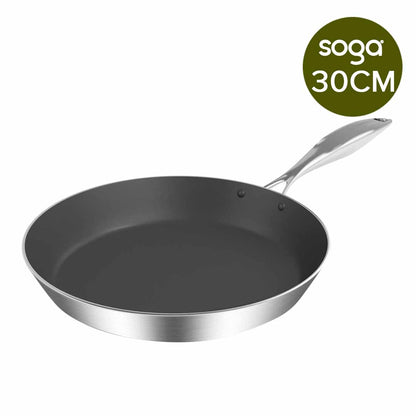 SOGA Stainless Steel Fry Pan 30cm Frying Pan Induction FryPan Non Stick Interior