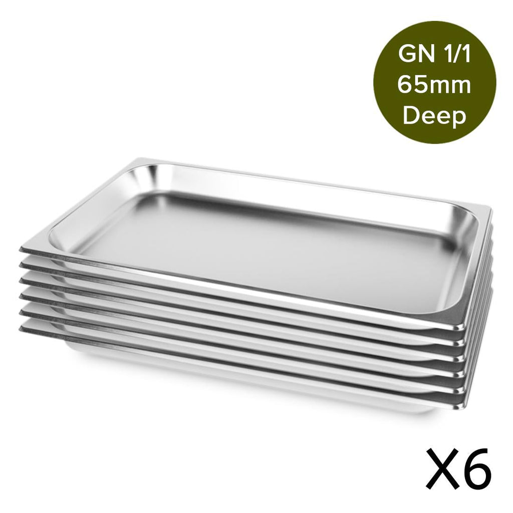 SOGA 6X Gastronorm GN Pan Full Size 1/1 GN Pan 6.5cm Deep Stainless Steel Tray