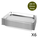 SOGA 6X Gastronorm GN Pan Full Size 1/1 GN Pan 6.5cm Deep Stainless Steel Tray