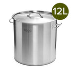 SOGA Stock Pot 12Lt  25CM Top Grade Thick Stainless Steel Stockpot 18/10